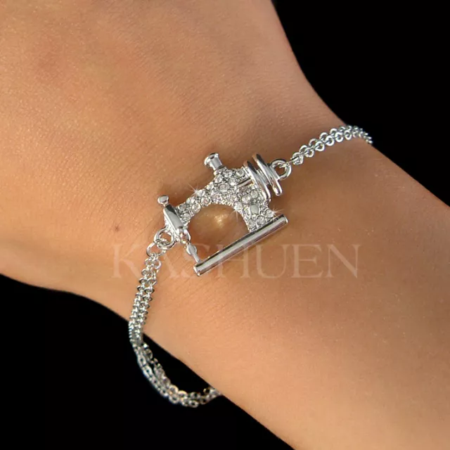 Nähmaschine ~ mit Swarovski Kristall Quilter Schneider Näherin Armband