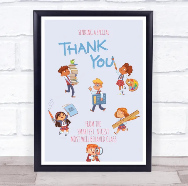 Classroom Sending A Special Thank You Kids Cartoon Personalised Wall Art Print