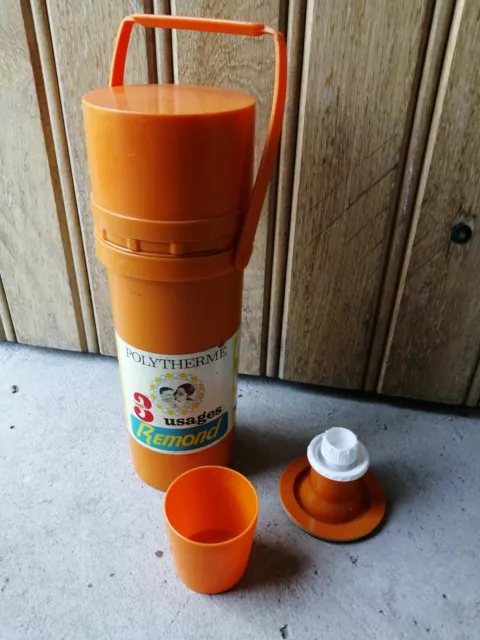 BOUTEILLE THERMOS THERMOCHO REMOND POLYTHERME vintage orange made in France