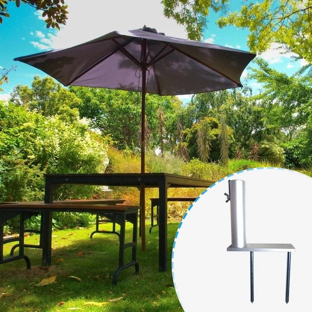 Support De Parasol De Plage En Acier Inoxydable - Pied Amovible Avec 4 Pointes, Ancrage Solide Pour Jardin, Terrasse, Plage