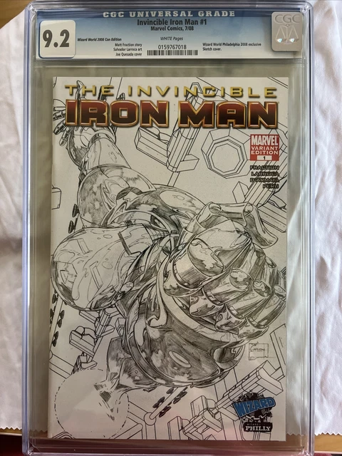 2008 Marvel INVINCIBLE IRON MAN # 1 Philly Wizard Sketch Variant CGC 9.2