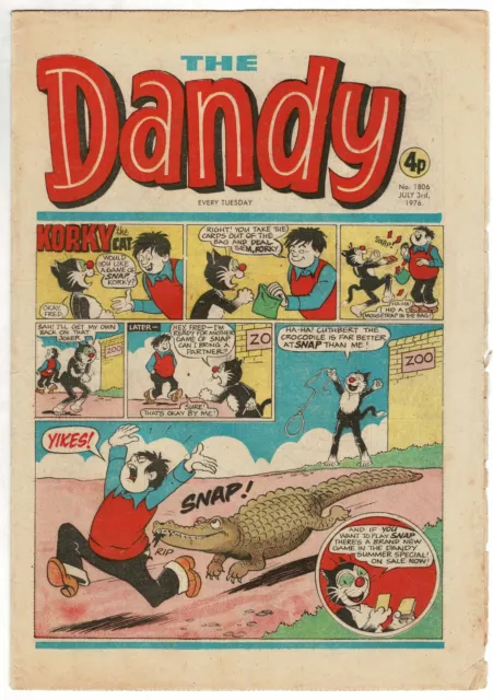 The Dandy comic #1806 3rd July 1976 Desperate Dan Korky Cat  - combined P&P