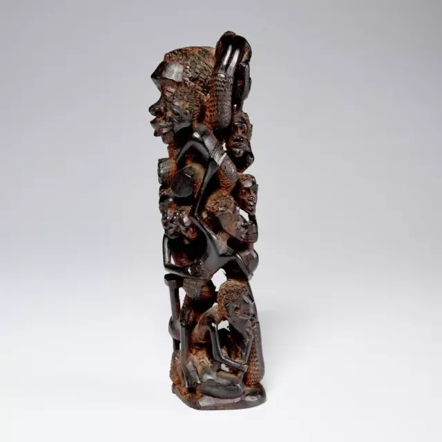 Makonde African Tribe Family Tree of Life, Hand Carved Ebony Wood, 8.5" 3