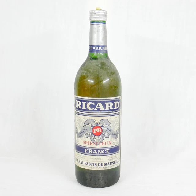 ANCIENNE BOUTEILLE DE Ricard 1 Litre Le Vrai Pastis de Marseille Jamais