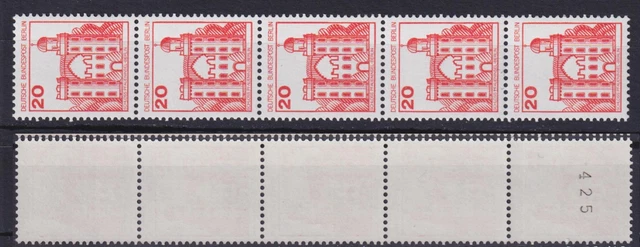 Berlin 533 RM 5er Streifen ungerader Nummer Burgen+Schlösser 20 Pf postfrisch