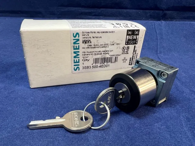 3SB3500-4ED01, Siemens 3SB3 3-position Key Switch Head, Momentary, 22mm Cutout