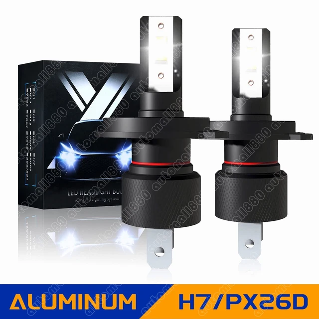 2PCS H7 LED Headlights Bulbs Kit 6000K Bright White Plug&Play Wireless Aluminum
