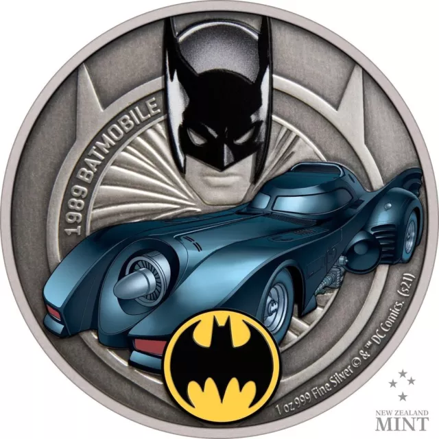 2$ Dollar Dc Comics™ - Batman™ - Batmobile 1989 Niue Iceland 1 OZ Silver 2021