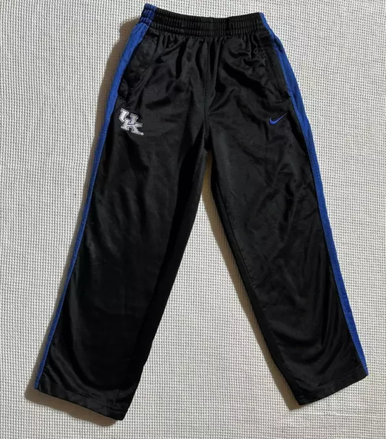 Nike Kids Running Joggers Athletic Pants Size 6 Logo Black With Blue Stripe