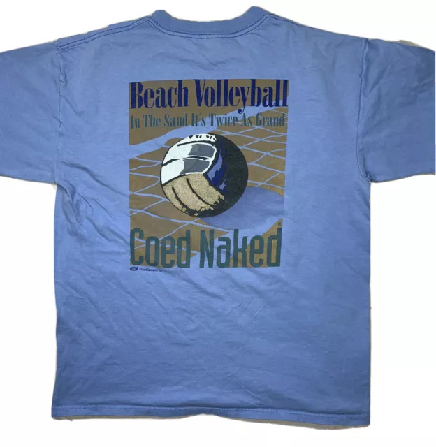 Vintage Coed Naked Tee Shirt Beach Volleyball Single Stitch￼