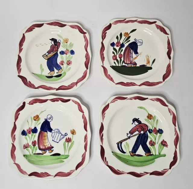 Four (4) Blue Ridge Southern Pottery Provincial Farm Series 6" Plates PV Pattern