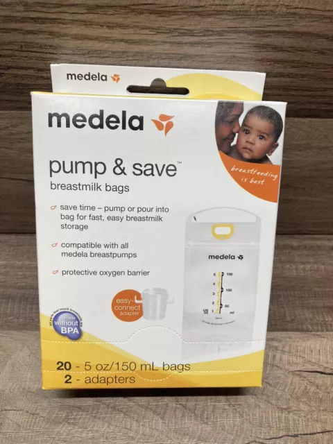 Medela Breast Milk Storage Bags Pump & Save 20 count 5oz Sealed NEW