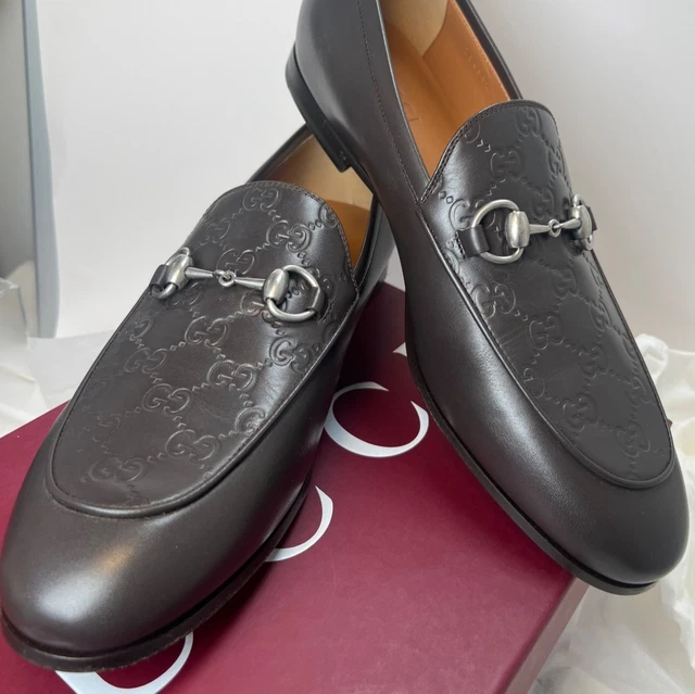 GUCCI 1953 COCOA Brown Leather Gold Horse Bit Loafers US 11  display picture 1