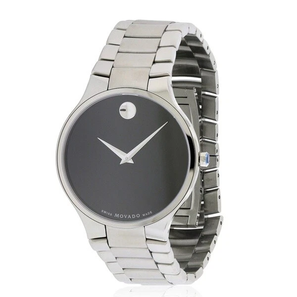 Movado Men's "Serio" Black Museum Dial Stainless Steel Quartz Watch - 0606382