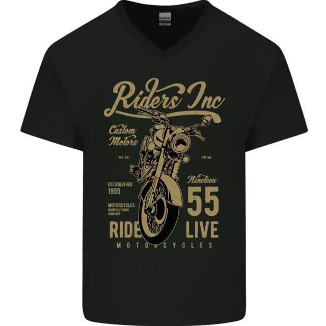 T-shirt da uomo biker bike Riders Inc scollo a V cotone