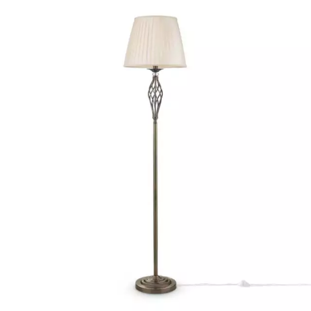 Maytoni Grace Stehleuchte, Stehlampe E14 Messing Beige Organza