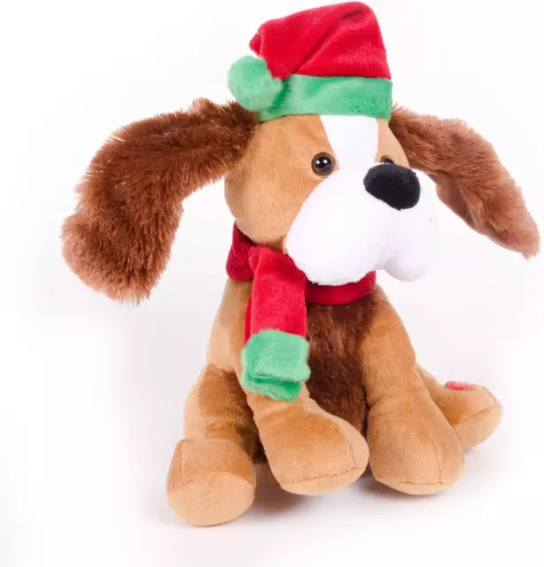 WeRChristmas cane in piedi e cantante con orecchie sbattute decorazione natalizia,