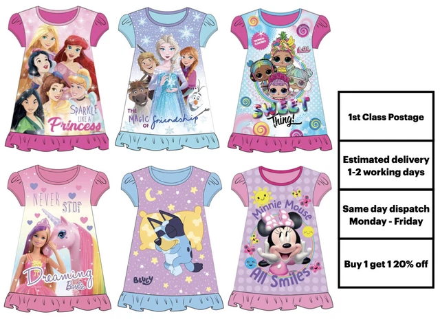 Official Character Nighties Sleepwear Dress Girls Kids Children Age 3 4 5 6 8 10