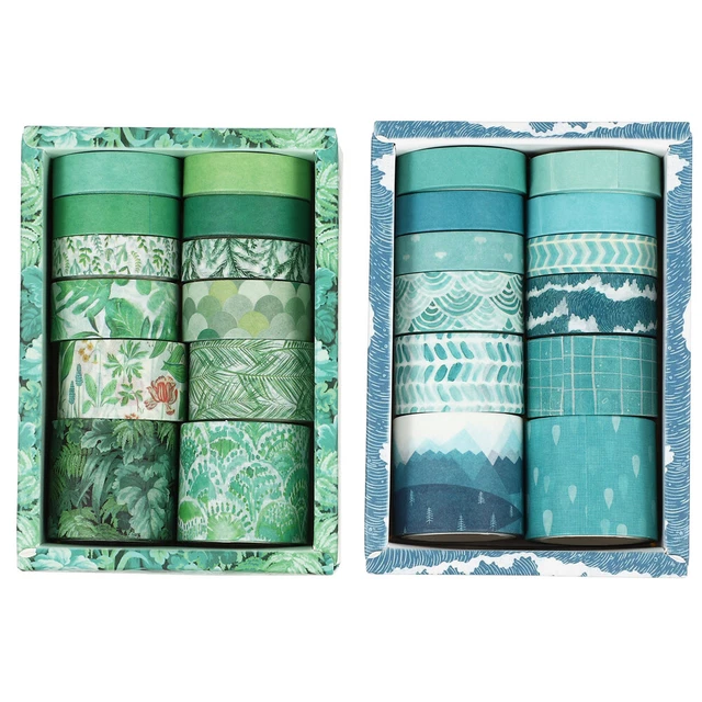 Juego de 24 rollos cinta washi, hermosa cinta de patrón estilo fresco estampado caliente