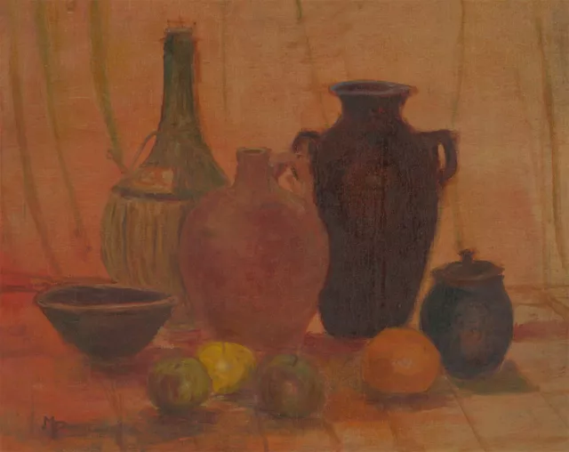 M. Parsons - 20th Century Oil, Still Life with Fruit and Jars