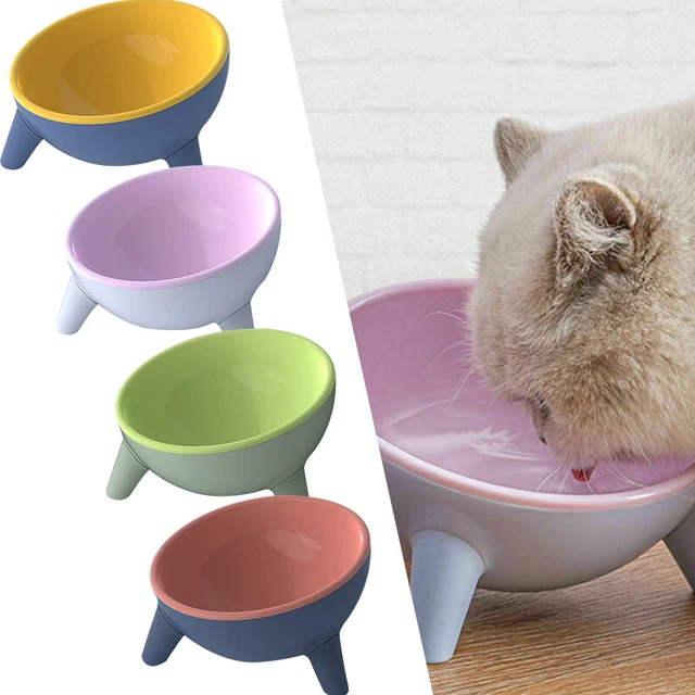 15° Tilted Cat Dog Bowl Pet Bowls Stand Elevated Feeder Food Water Raised Lifted