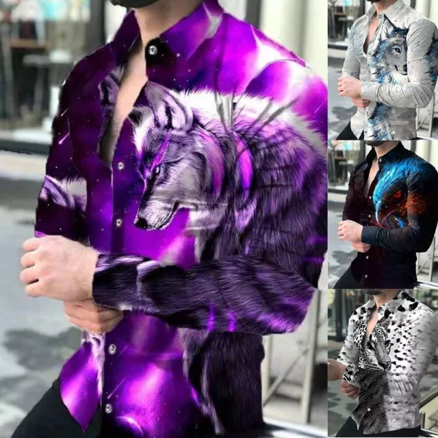 Chemise élégante homme à manches longues avec motif baroque imprimé en 3D po