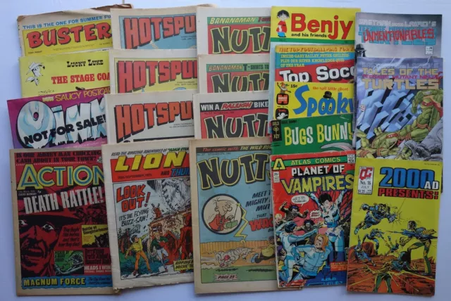 Comics x 20 (1967-1988) Nutty,Action,Buster,Hotspur,Lion,Oink etc