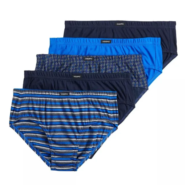 Men's Equipo 5-Pack Low Rise Briefs (Blue-Black)  Premium Cotton Underwear M ...