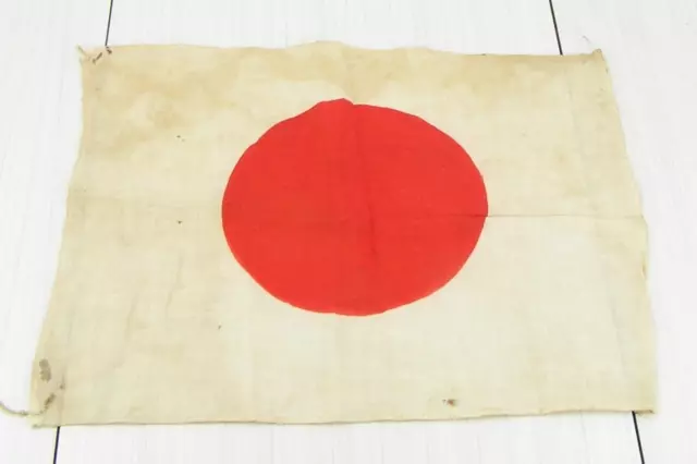 Wwii Japanese Captured Flag-Small-Good-Age Worn-Soiled