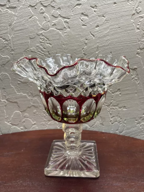 westmoreland glass ruffled compote ruby flash Wakefield Style