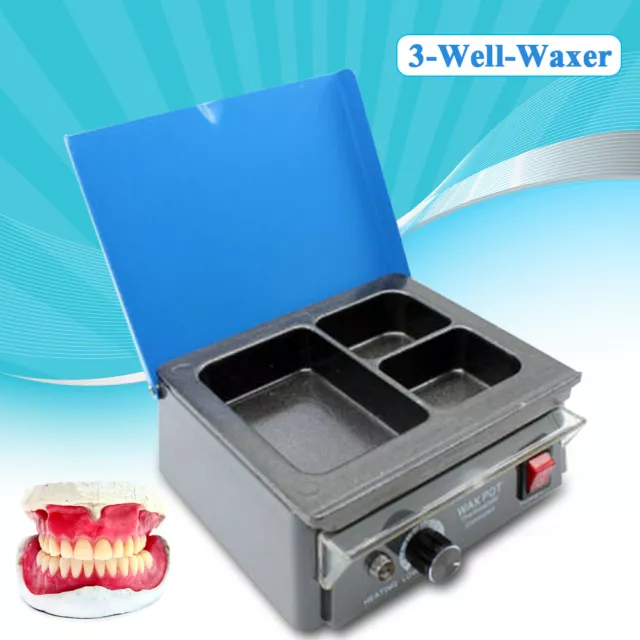 Dental Lab Electric Waxing Waxer 3-Well Analog Heater Melting Electric Waxer