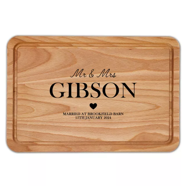 Mr & Mrs Personalised Chopping Board Married At Wooden Valentines Day Her Cus...