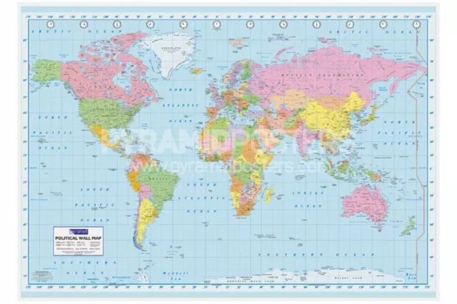 World Political MAP | Collections Poster Print, Wall Decor 36x24in