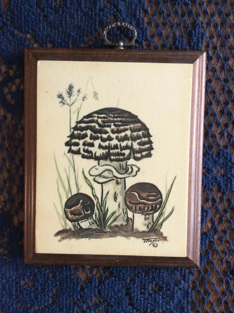 Vintage Wooden Mushroom Wall Art By Thayer Plaque 6x5 Things Creations.