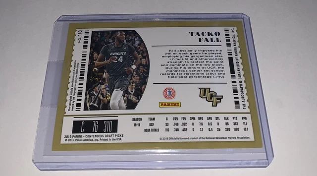 2019-20 Contenders Tacko Fall College Ticket Rookie Auto RC #118 Knights 2
