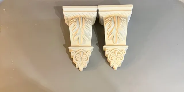 Set of 2 Ivory Decorative Curtain Rod Wall Sconces Drapery Victorian Romantic