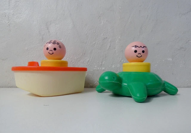 FISHER PRICE VINTAGE Little People bateau et tortue avec