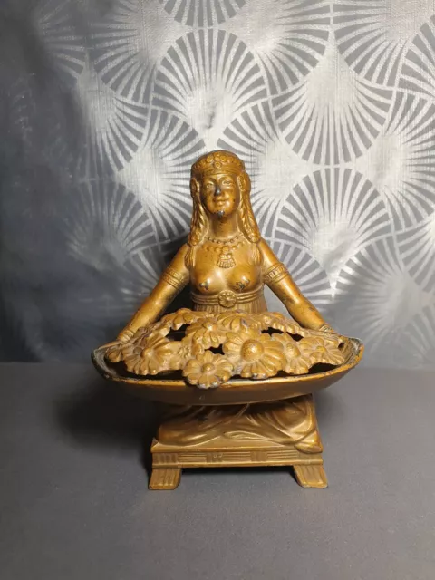 ancienne sculpture femme orientale brule encens art deco 1920 1930 complet!