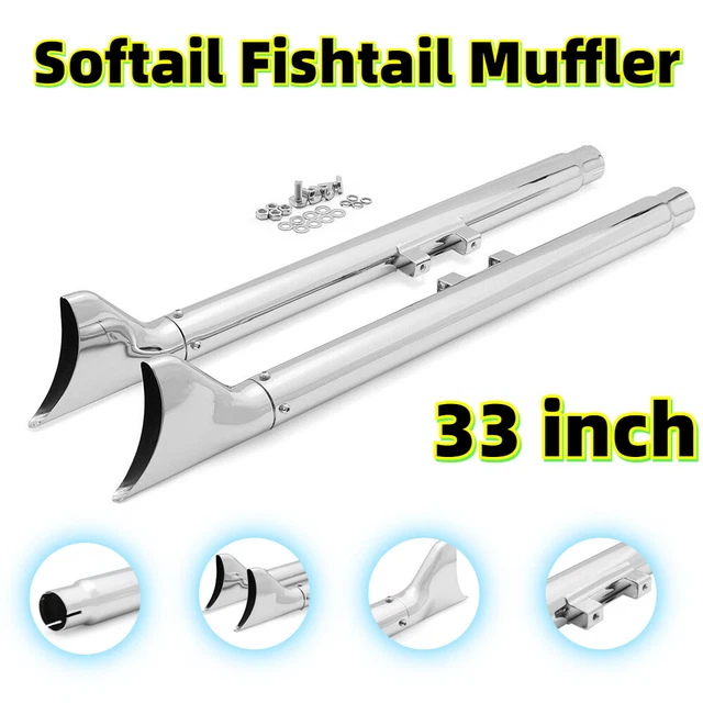 33" Choppers Fishtail Slip on Mufflers Exhaust Pipes for Harley Softail Deluxe
