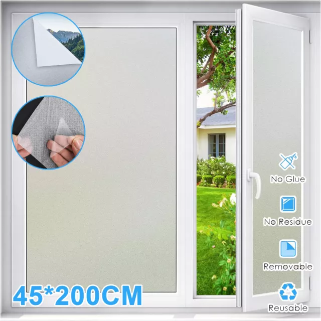 Frosted Window Film Static Cling Privacy Glass Film UV Block Window Film Roll 2M
