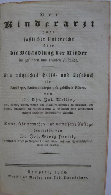 Chr. Jak. Mellin Der Kinderarzt Pädiatrie Kempten 1829 2