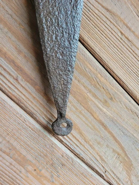 19c Antique Hand Wrought Forged Iron Barn Door Strap Hinges 28" 2
