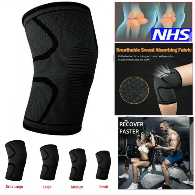 Knee Support Compression Sleeve Brace Patella Arthritis Pain Relief Gym UK