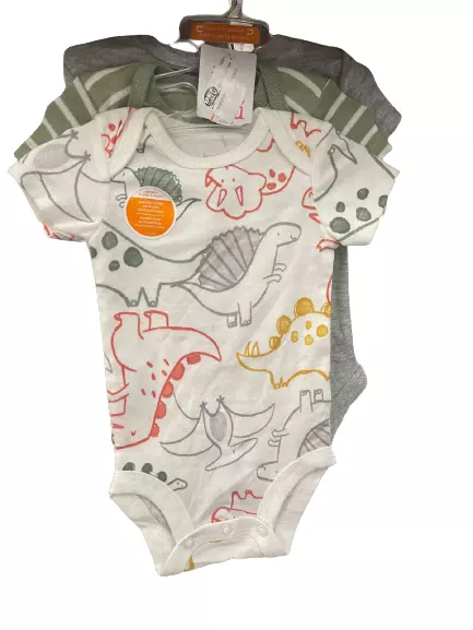 Carter's Just One You Baby Boy's Size 3 Month Green Dinosaur 3-Pack Bodysuit