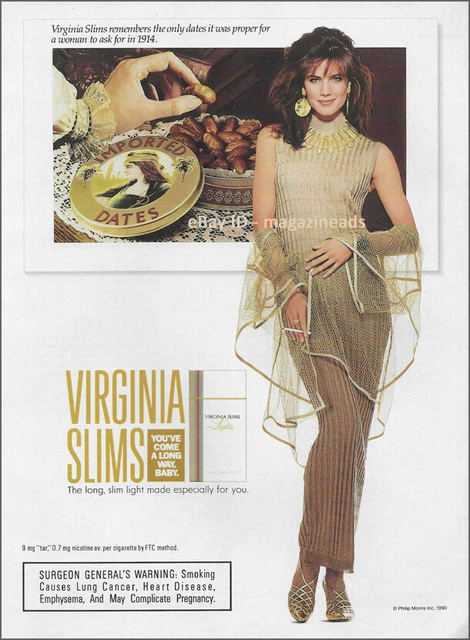 VINTAGE VIRGINIA SLIMS 1Page Magazine PRINT AD 1990 TERRY FARRELL £17.