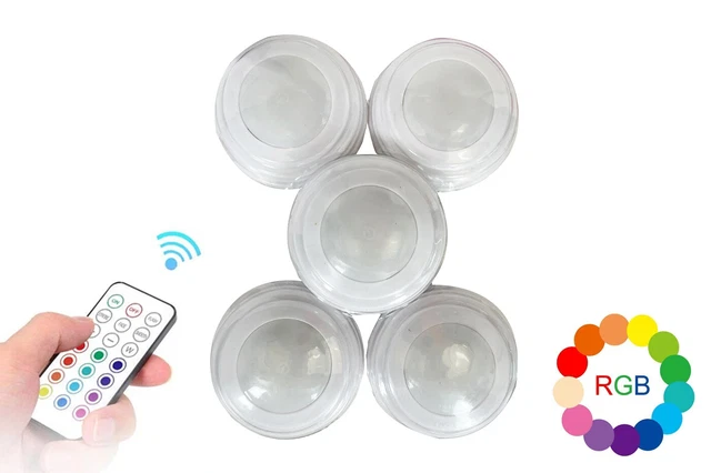 Set 5pz Luci da Parete RGB Rotonde Applique con Telecomando Multicolor TE-B0314