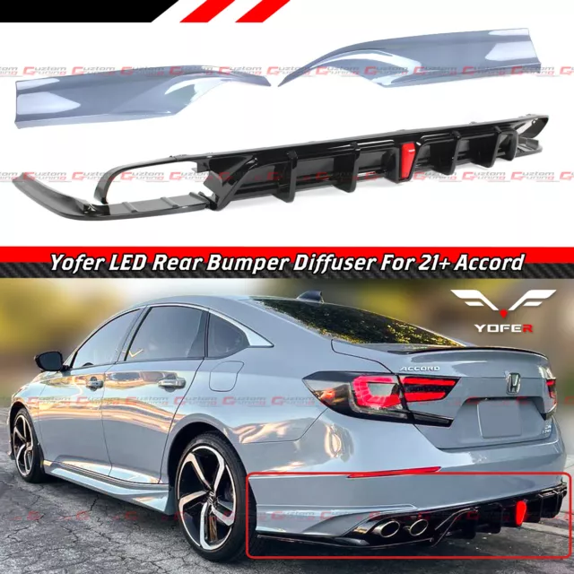 For 18-22 Accord Yofer V2 Led Rear Diffuser+ Sonic Grey Pearl Corner Apron Spats
