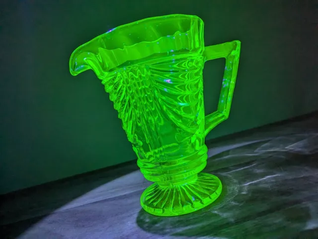 Sowerby 2550 Art Deco Uranium Glass Green Jug Vintage 1930s