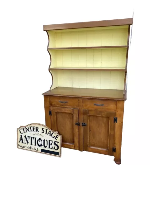 65033 Antique Primitive Hutch China Cabinet