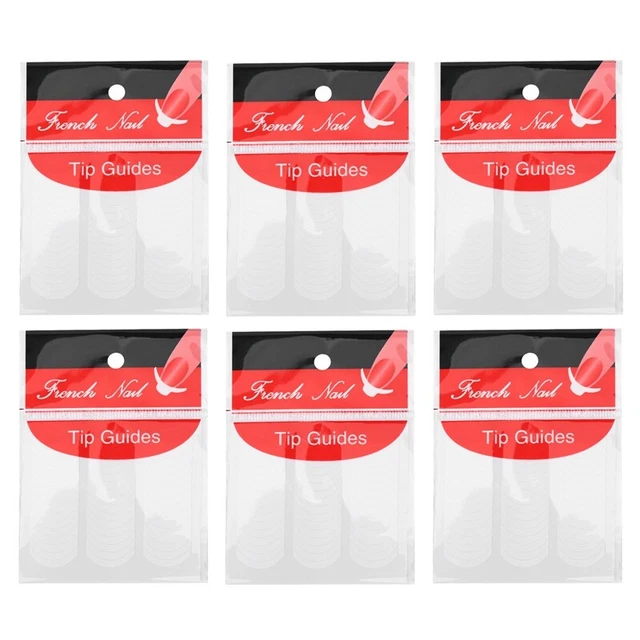 6 Packung von 48 Nagel Kunst Franzoesisch Manikuere Spitze Guides Aufkleber Q4T1